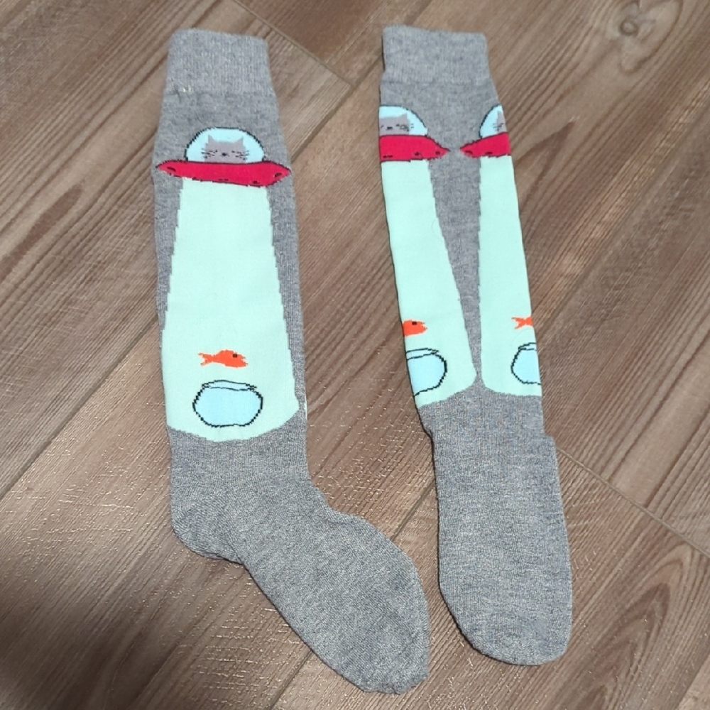 Gray Alien Themed Socks